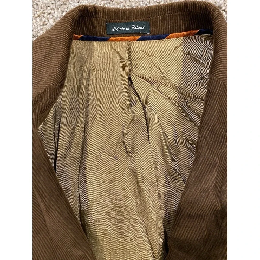 J.Crew Corduroy Blazer Jacket Men's 44R Brown Made In Poland W/ Italian Cashmere